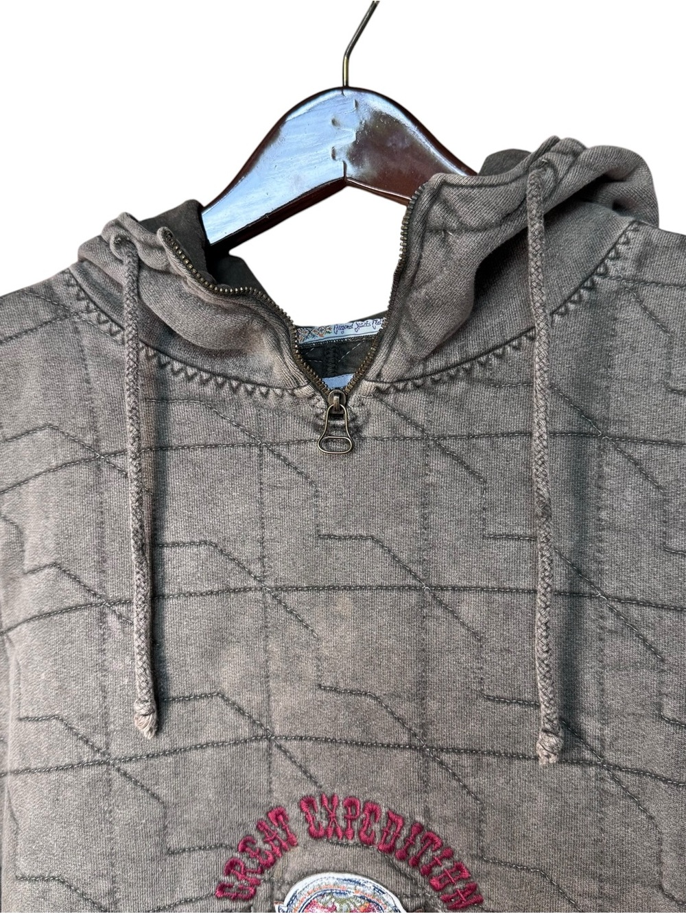 Vintage 90s Capital Dominion Hoodie Made In Italy Quarter Zip Gray Small - Picture 6 of 12
